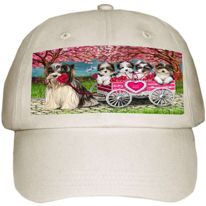 I Love Biewer Terriers Dog Cat in a Cart Ball Hat Cap HAT58830