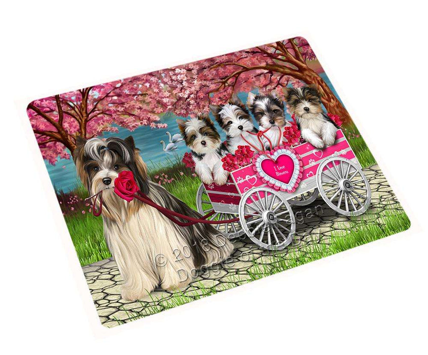 I Love Biewer Terriers Dog Cat in a Cart Cutting Board C59346