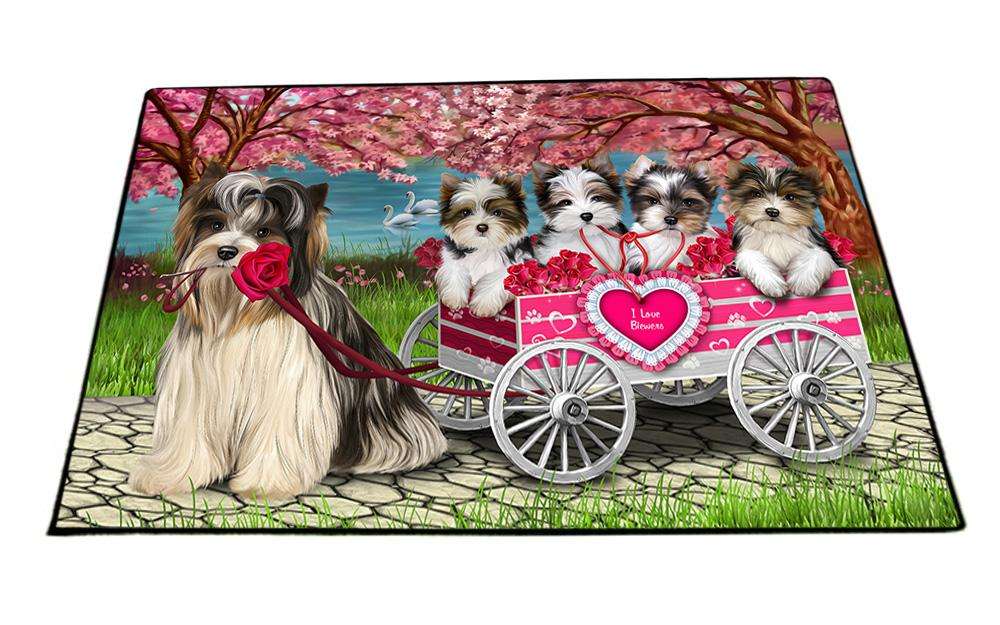 I Love Biewer Terriers Dog Cat in a Cart Floormat FLMS51228