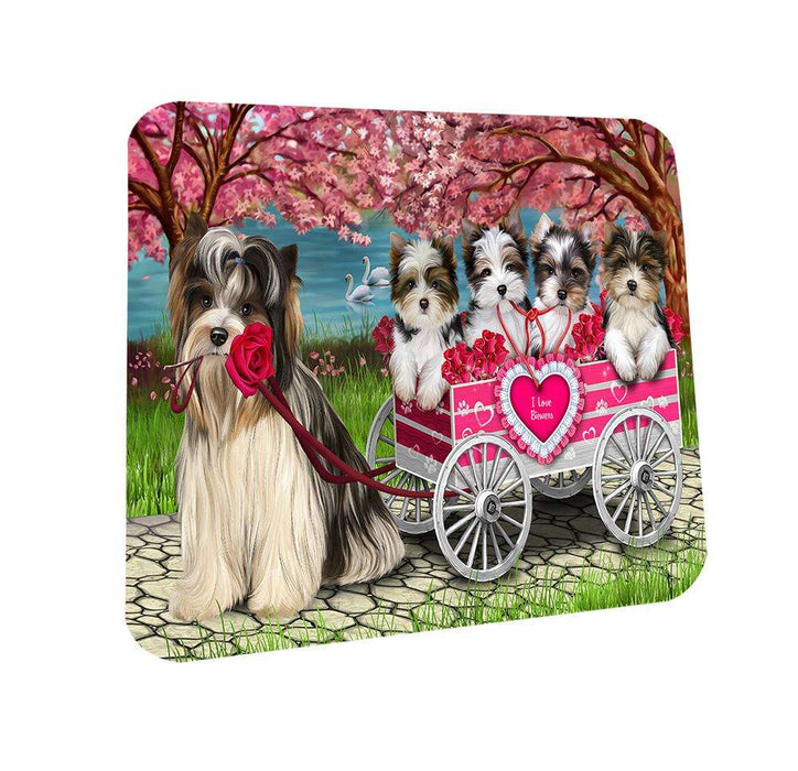 I Love Biewer Terriers Dog in a Cart Coasters Set of 4 CST51658
