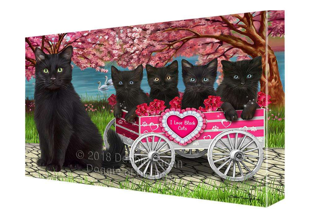 I Love Black Cats Cat in a Cart Canvas Print Wall Art Décor CVS82565