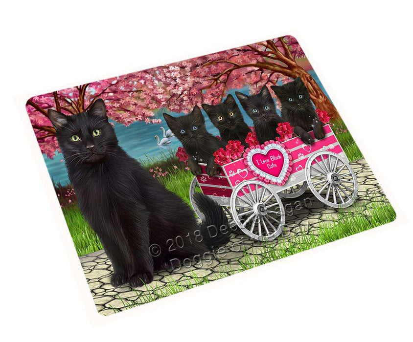I Love Black Cats Cat in a Cart Cutting Board C59349
