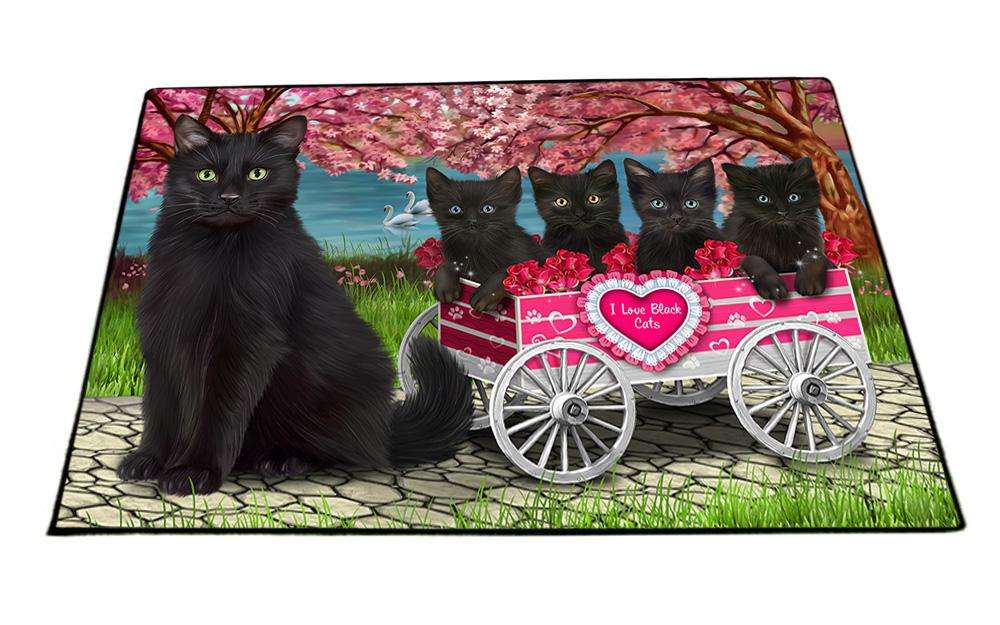 I Love Black Cats Cat in a Cart Floormat FLMS51231