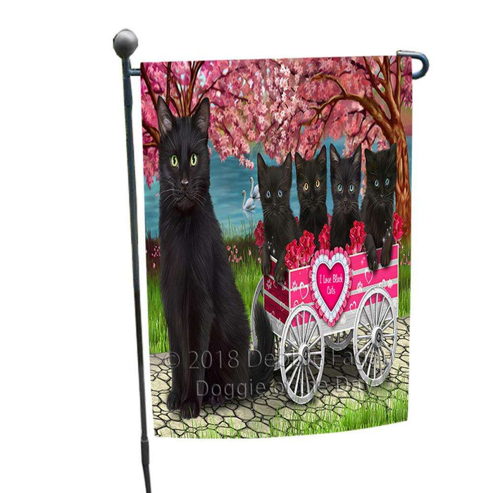 I Love Black Cats Cat in a Cart Garden Flag GFLG51697