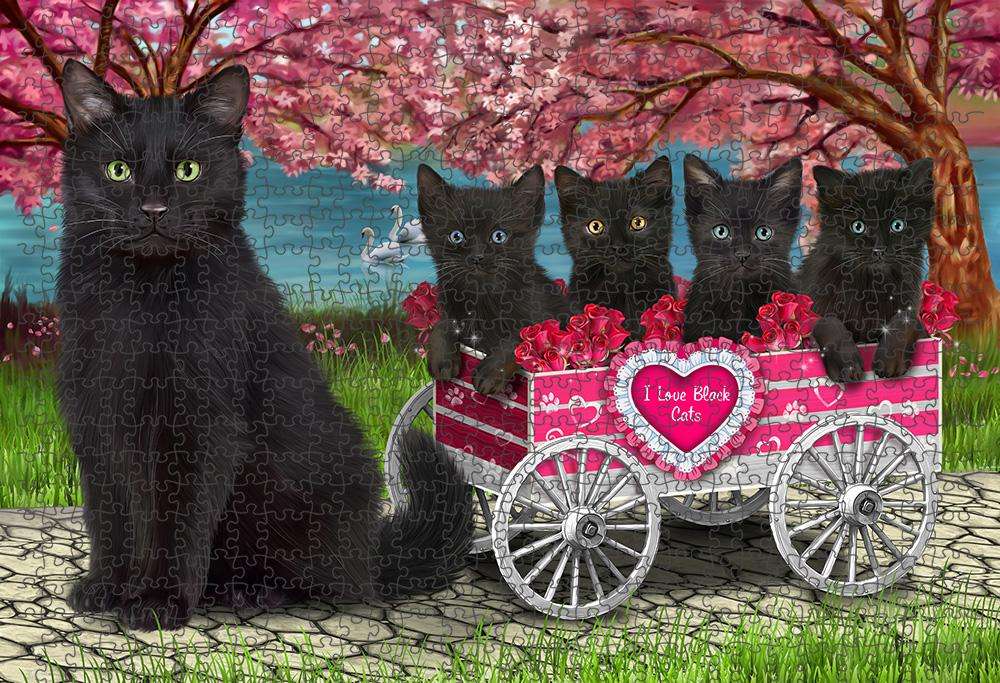 I Love Black Cats Cat in a Cart Puzzle with Photo Tin PUZL59187