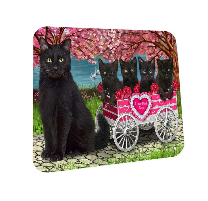 I Love Black Cats in a Cart Coasters Set of 4 CST51659