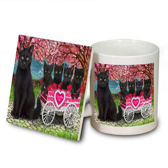 I Love Black Cats in a Cart Mug and Coaster Set MUC51692