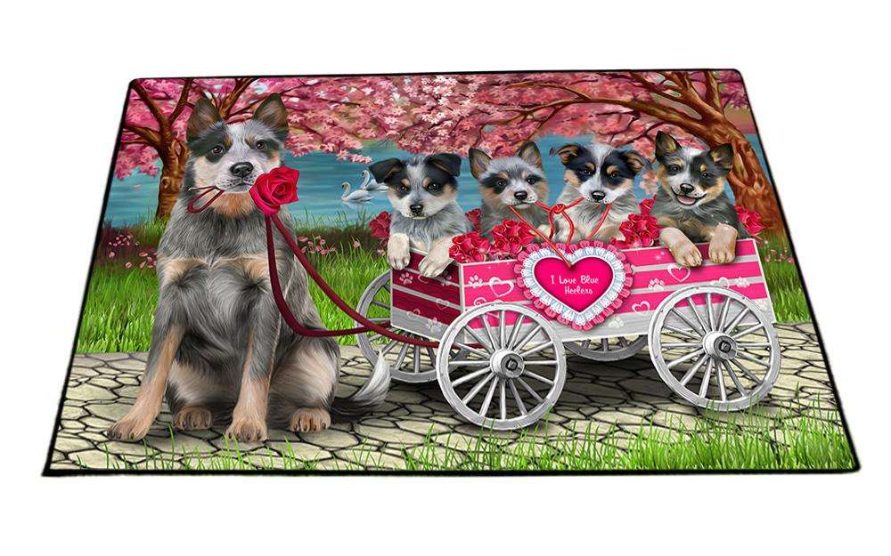 I Love Blue Heelers Dog Cat in a Cart Floormat FLMS51234