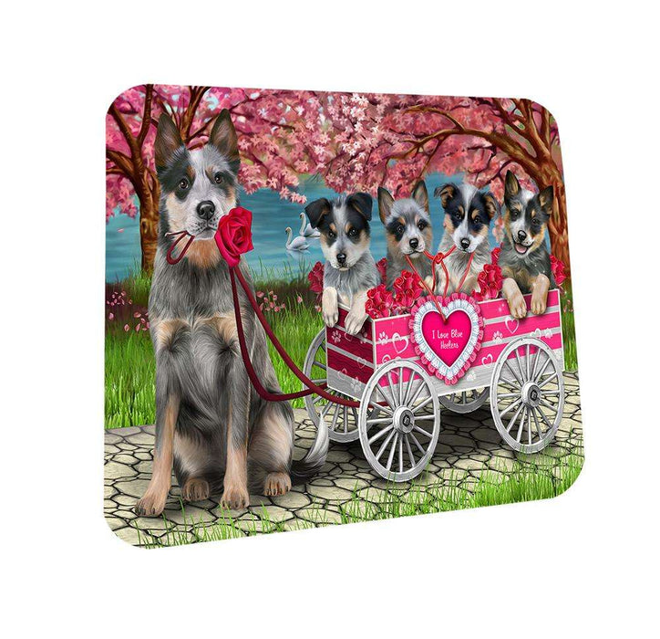 I Love Blue Heelers Dog in a Cart Coasters Set of 4 CST51660