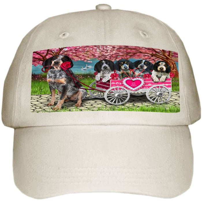 I Love Bluetick Coonhound Dogs in a Cart Ball Hat Cap