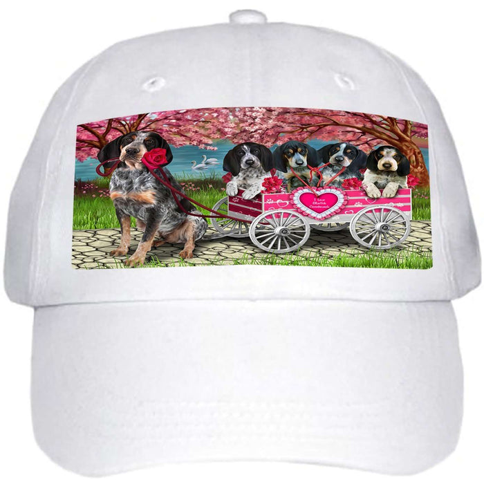I Love Bluetick Coonhounds Dog in a Cart Ball Hat Cap HAT49440