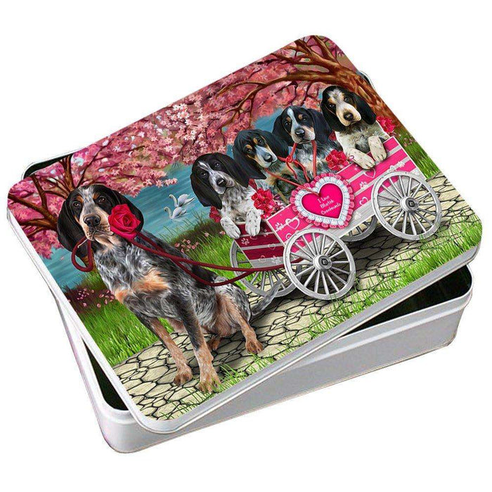 I Love Bluetick Coonhounds Dog in a Cart Photo Storage Tin PITN48569