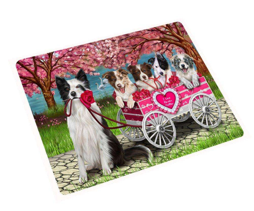 I Love Border Collie Dogs in a Cart Large Refrigerator / Dishwasher Magnet D081