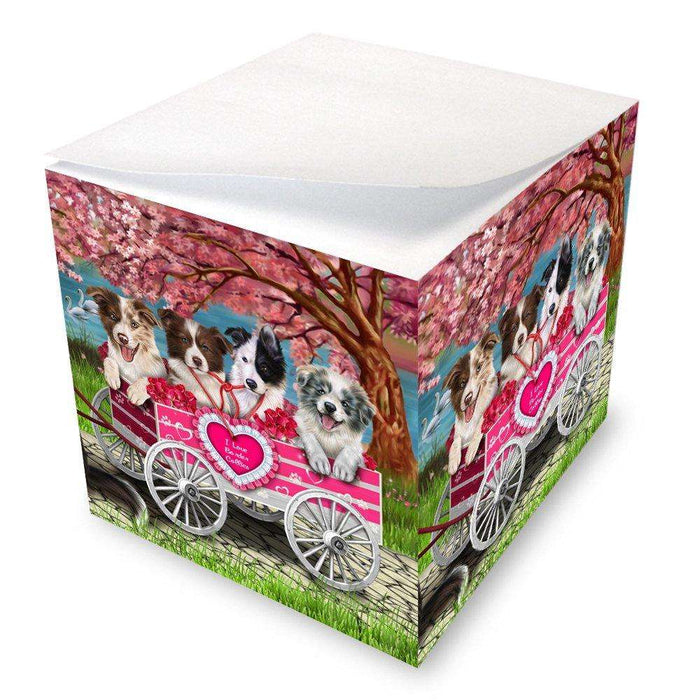 I Love Border Collie Dogs in a Cart Note Cube