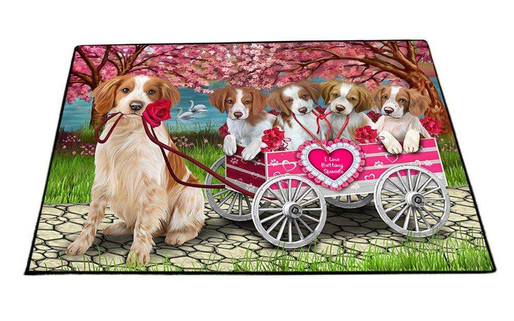 I Love Brittany Spaniel Dogs in a Cart Indoor/Outdoor Floormat D067
