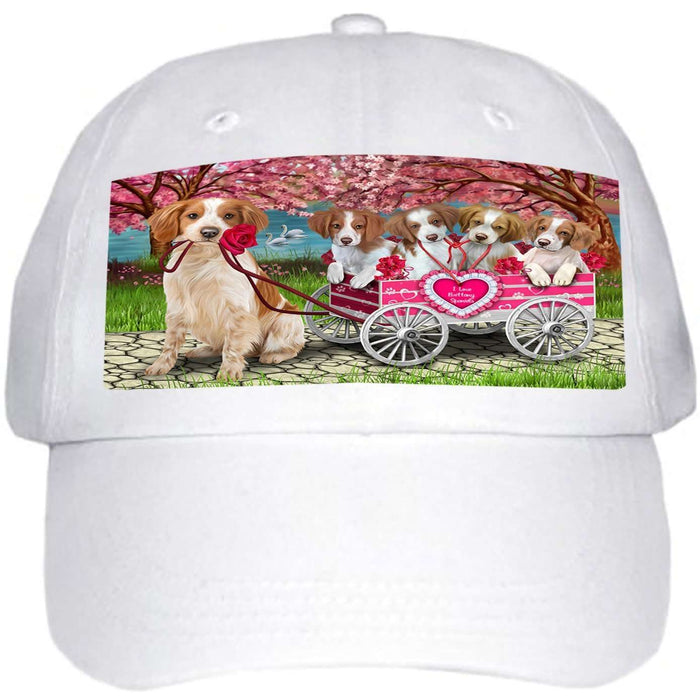 I Love Brittany Spaniels Dog in a Cart Ball Hat Cap HAT49443