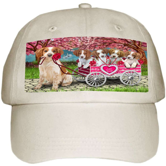 I Love Brittany Spaniels Dog in a Cart Ball Hat Cap HAT49443
