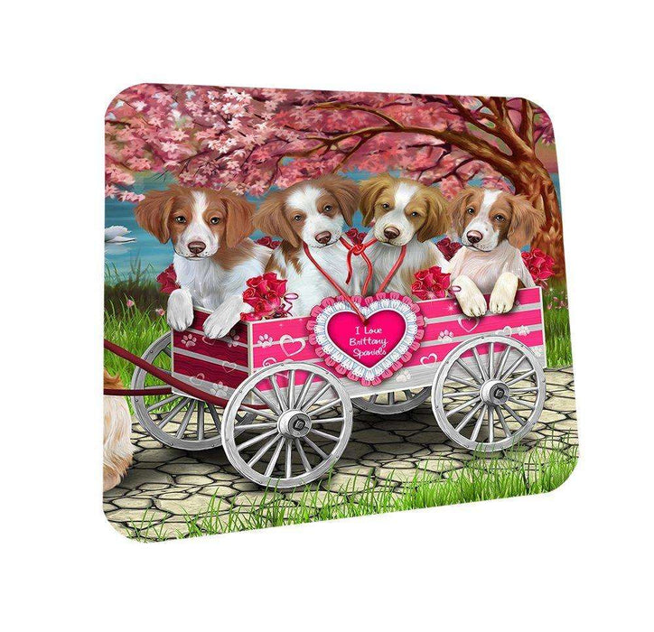 I Love brittany spaniels Dog in a Cart Coasters Set of 4 CST48529