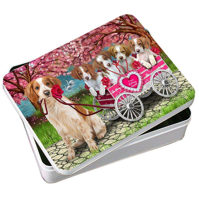 I Love brittany spaniels Dog in a Cart Photo Storage Tin PITN48570