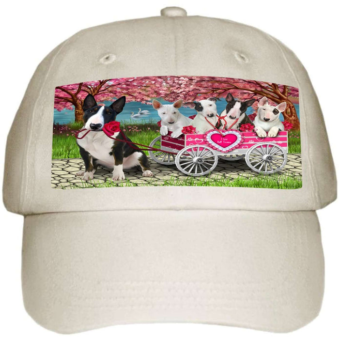 I Love Bull Terrier Dogs in a Cart Ball Hat Cap