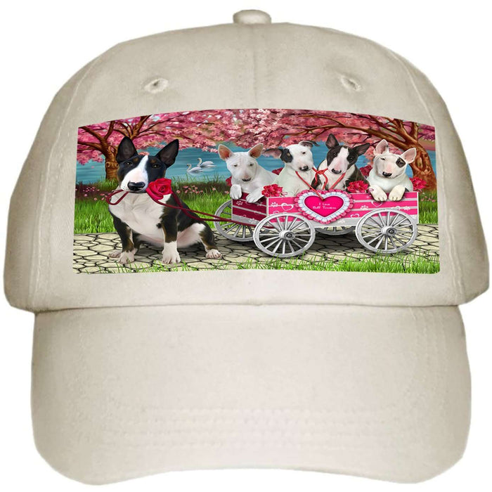 I Love Bull Terriers Dog in a Cart Ball Hat Cap HAT49446