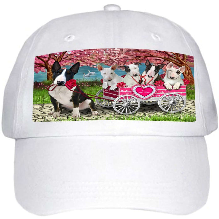 I Love Bull Terriers Dog in a Cart Ball Hat Cap HAT49446