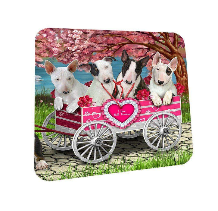 I Love Bull Terriers Dog in a Cart Coasters Set of 4 CST48530