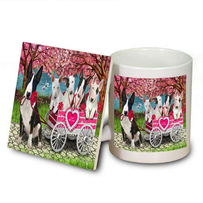I Love Bull Terriers Dog in a Cart Mug and Coaster Set MUC48563