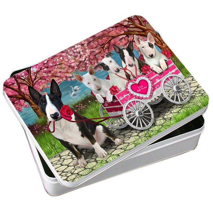 I Love Bull Terriers Dog in a Cart Photo Storage Tin PITN48571