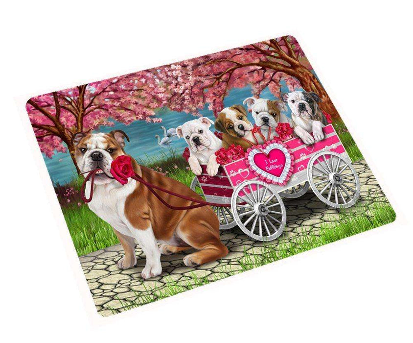 I Love Bulldog Dogs in a Cart Large Refrigerator / Dishwasher Magnet D083