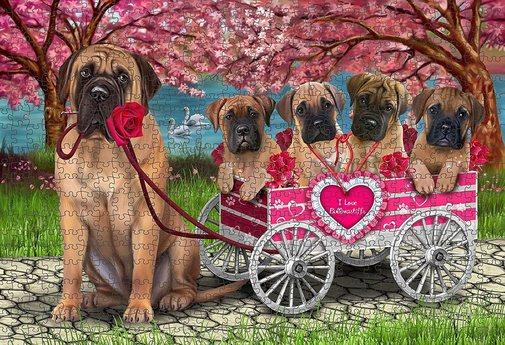 I Love Bullmastiff Cart Dogs Puzzle with Photo Tin PUZL1440
