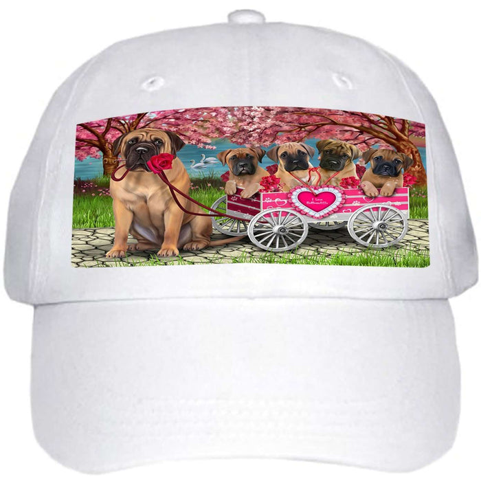 I Love Bullmastiffs Dog in a Cart Ball Hat Cap HAT49449