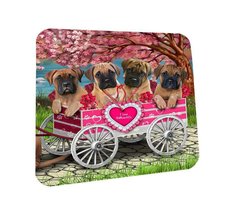 I Love bullmastiffs Dog in a Cart Coasters Set of 4 CST48531