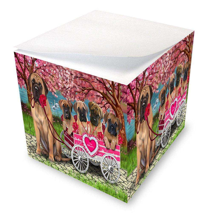 I Love bullmastiffs Dog in a Cart Note Cube NOC48572