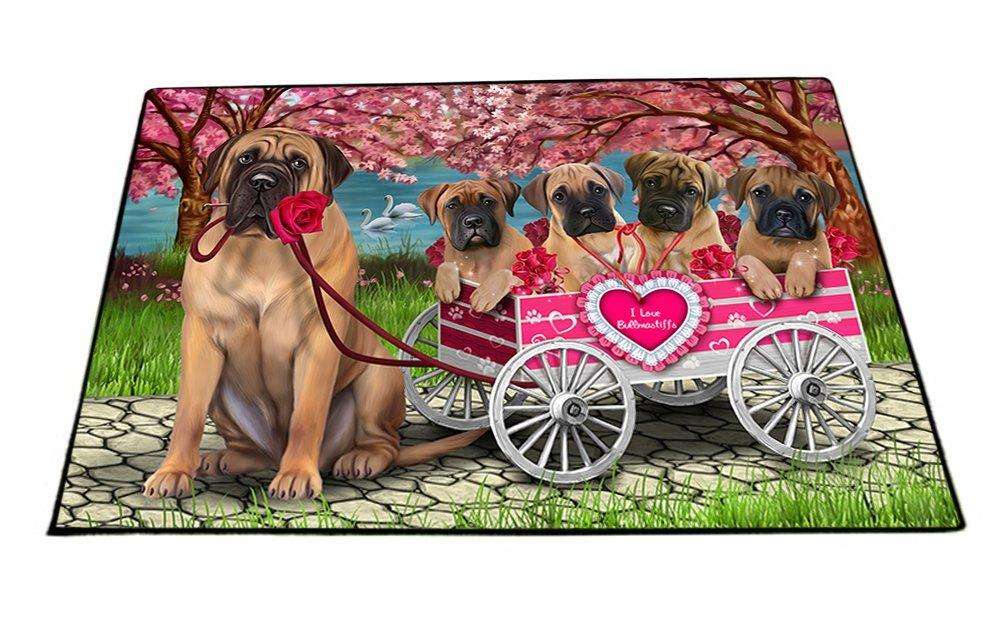 I Love Bullmastiffs Dogs in a Cart Indoor/Outdoor Floormat D068