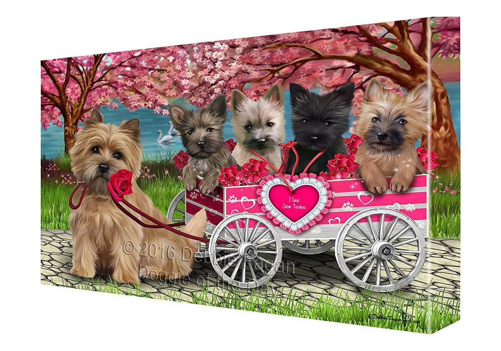I Love Cairn Terrier Dogs in a Cart Canvas Wall Art