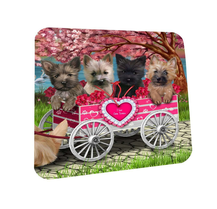 I Love Cairn Terrier Dogs in a Cart Coasters Set of 4