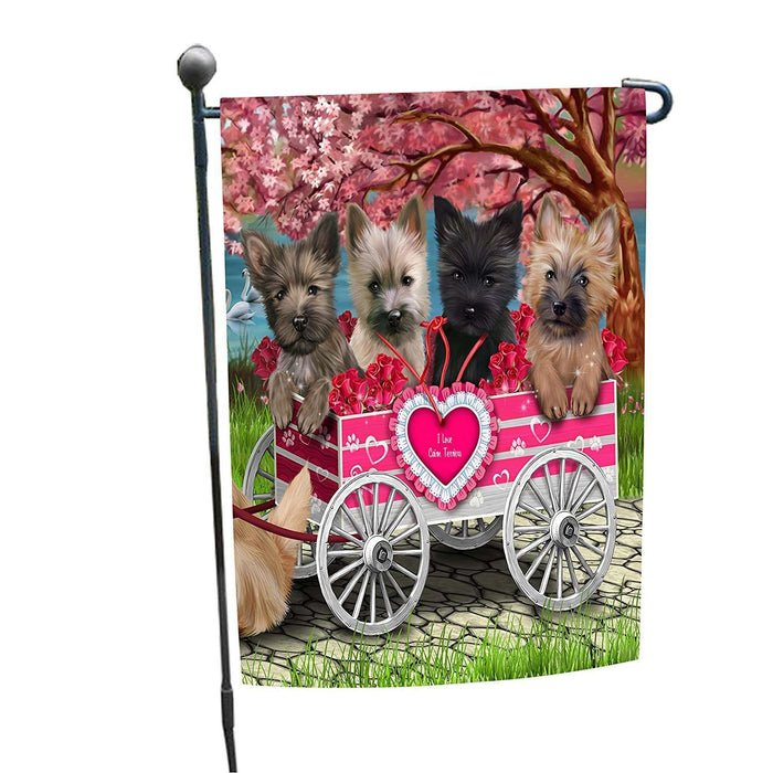 I Love Cairn Terrier Dogs in a Cart Garden Flag