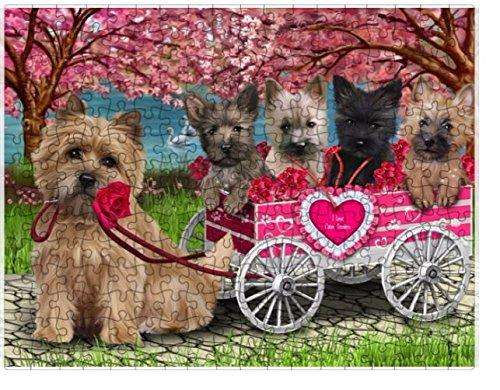I Love Cairn Terrier Dogs in a Cart Puzzle with Photo Tin