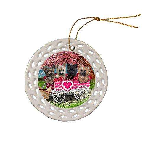 I Love Cairn Terriers Dog in a Cart Ceramic Doily Ornament DPOR48515