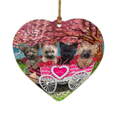 I Love Cairn Terriers Dog in a Cart Heart Christmas Ornament HPOR48573