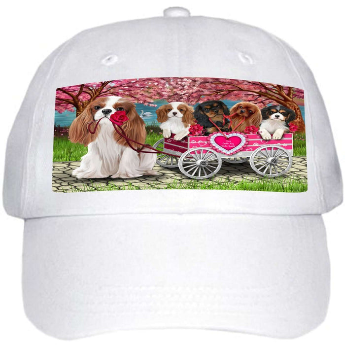 I Love Cavalier King Charles Spaniel Dogs in a Cart Ball Hat Cap
