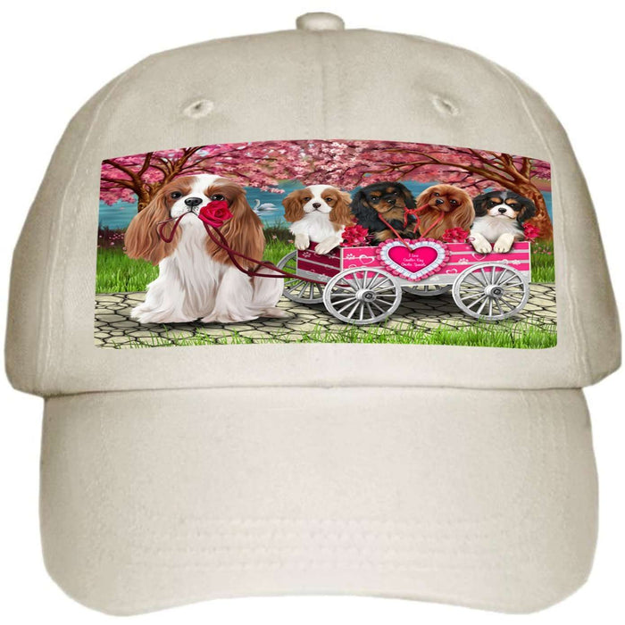 I Love Cavalier King Charles Spaniel Dogs in a Cart Ball Hat Cap