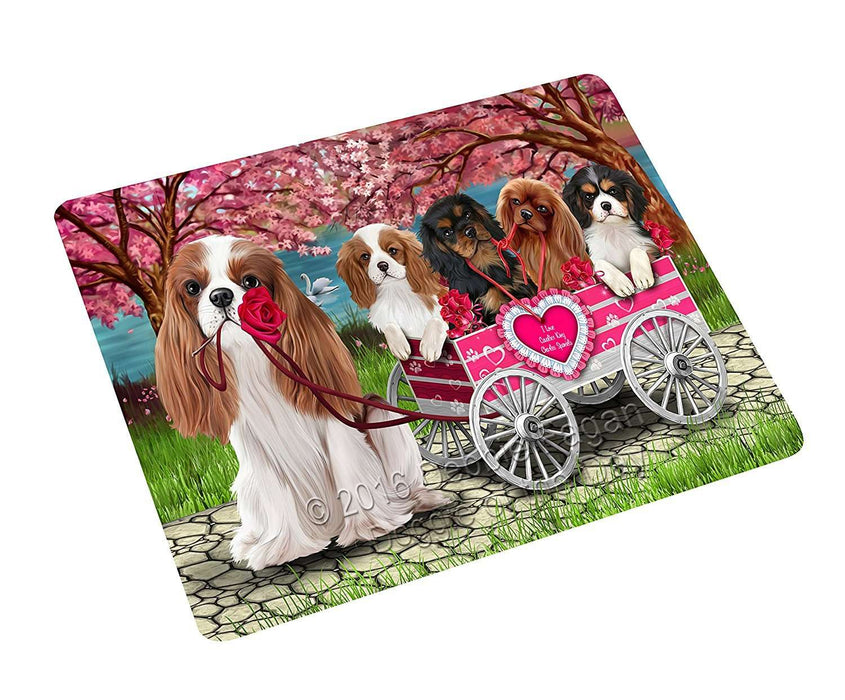 I Love Cavalier King Charles Spaniel Dogs in a Cart Tempered Cutting Board (Small)