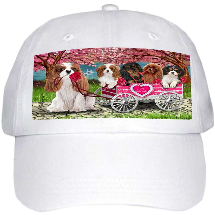 I Love Cavalier King Charles Spaniels Dog in a Cart Ball Hat Cap HAT49455