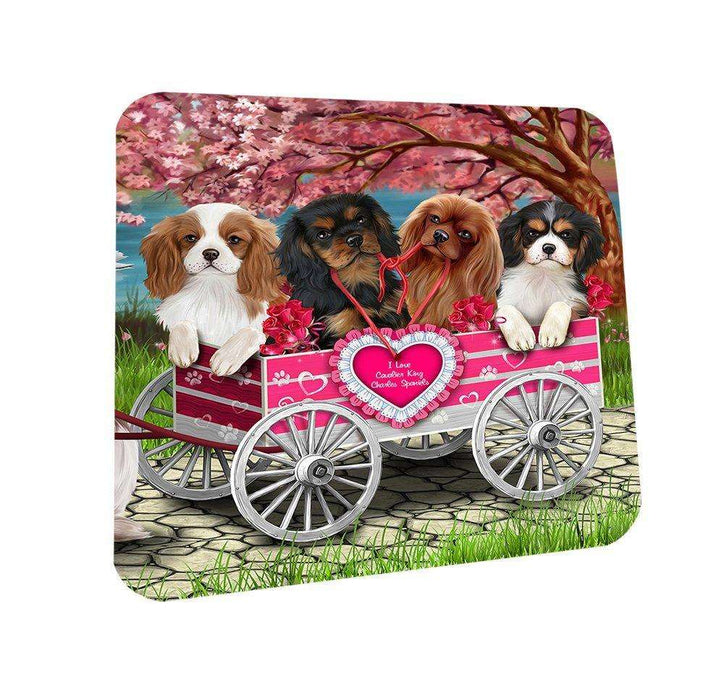 I Love Cavalier King Charles Spaniels Dog in a Cart Coasters Set of 4 CST48533