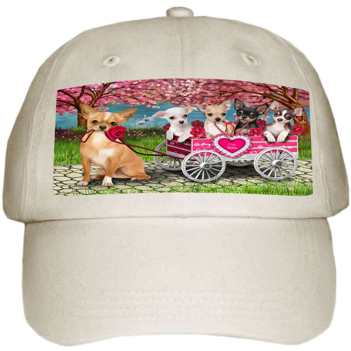 I Love Chihuahua Dogs in a Cart Ball Hat Cap