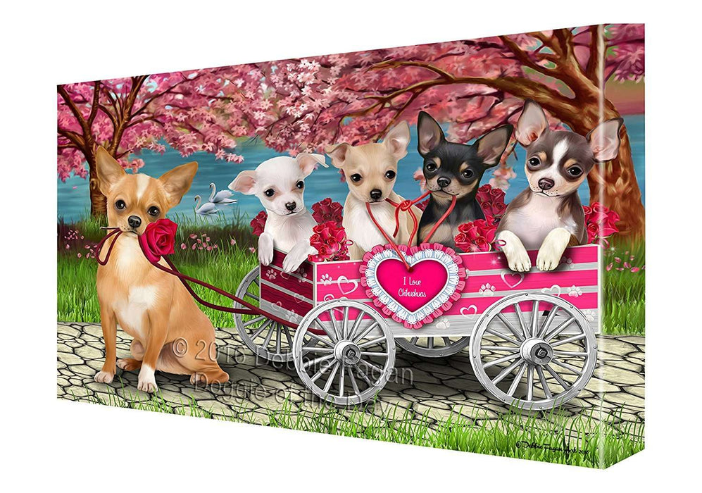 I Love Chihuahua Dogs in a Cart Canvas Wall Art