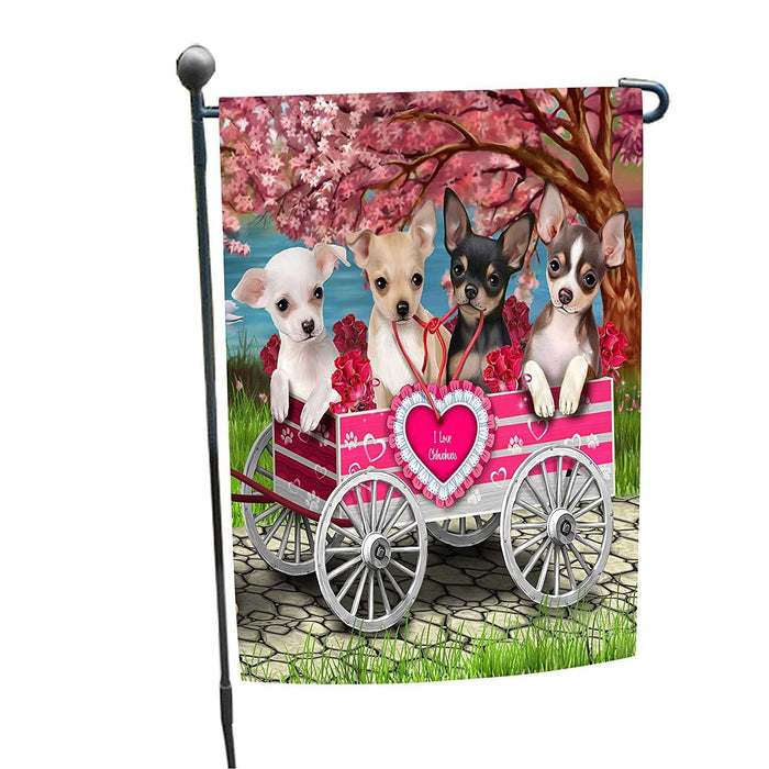 I Love Chihuahua Dogs in a Cart Garden Flag