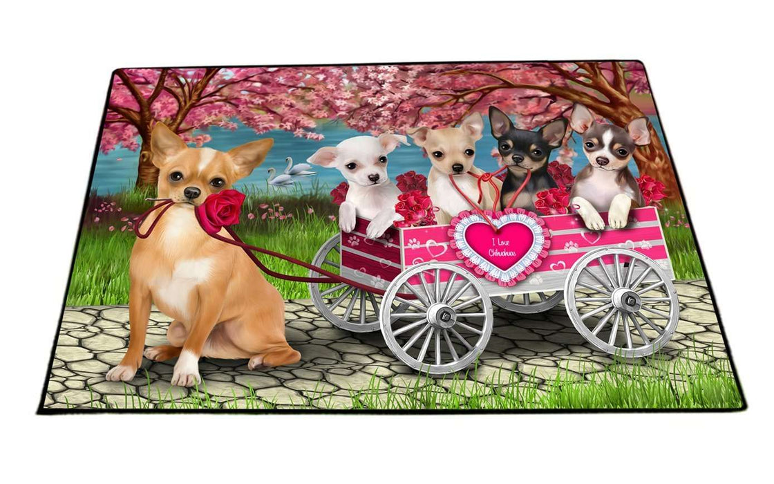 I Love Chihuahua Dogs in a Cart Indoor/Outdoor Floormat